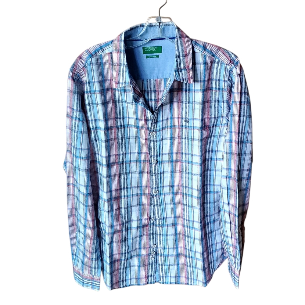 United Colors of Benetton Plaid Button Down Shirt M